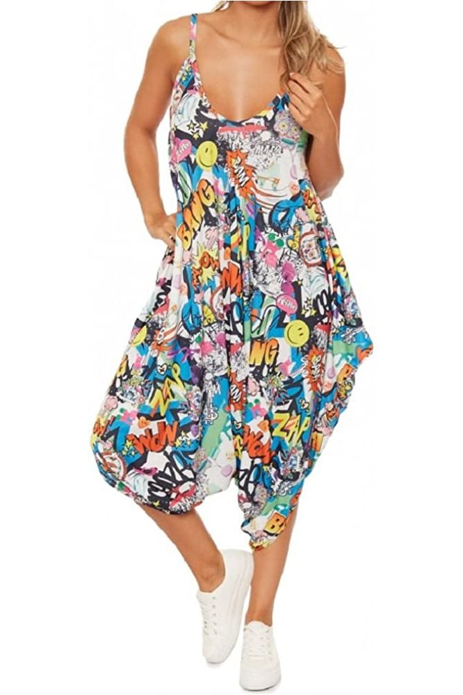 Lagenlook Strappy Baggy Harem Jumpsuit 10-16 Jumpsuit WearAll Bang One Size Fits 10-16