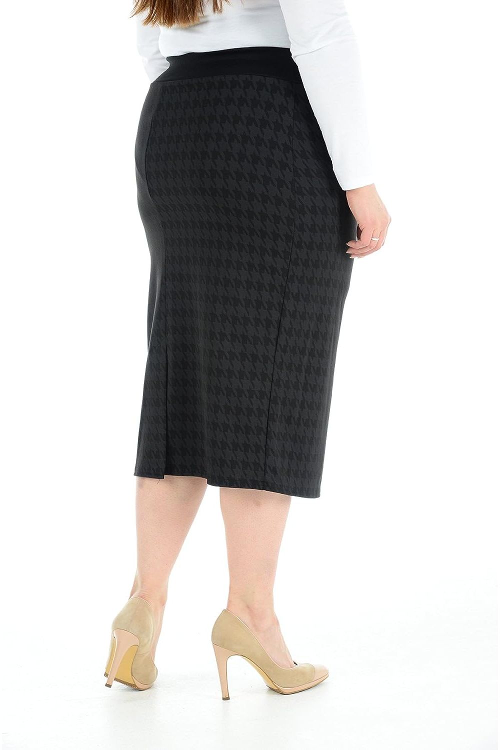 Plus Size Midi Skirt Dogtooth Apparel & Accessories WearAll