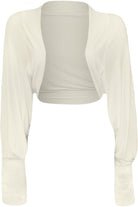 Long Sleeve Batwing Shrug Tops WearAll Cream 8-10