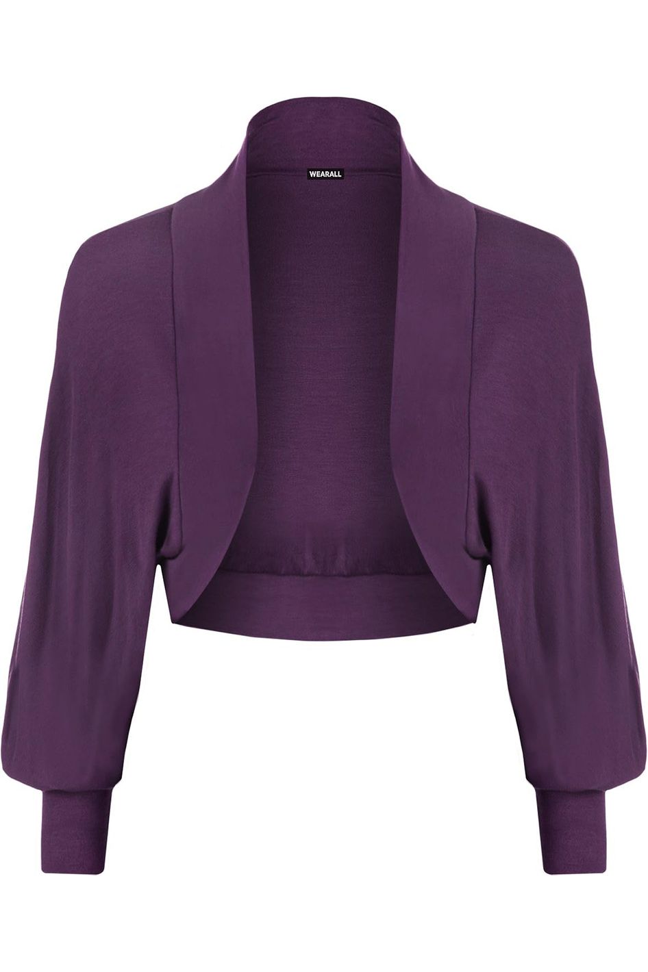 Plus Size Long Sleeve Batwing Shrug Tops WearAll Purple 16-18
