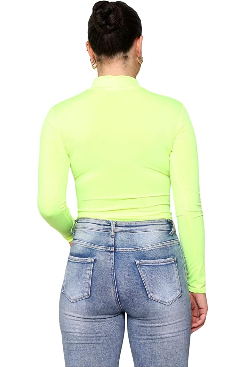 Plain Neon Long sleeve Turtleneck Bodysuit Bodysuit WearAll