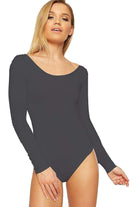 Annabelle Plain Long Sleeve Bodysuits Bodysuit WearAll Dark Grey 8-10