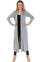 Plus Size Long Sleeve Maxi Boyfriend Cardigan Maxi Cardigan WearAll Grey 16-18