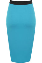 Plus Size Plain Stretch Pencil Midi Skirt