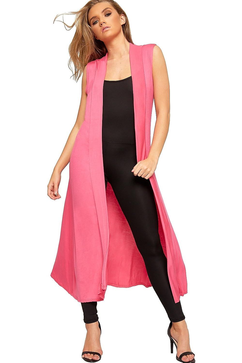 Sleeveless Maxi Cardigan Maxi Cardigan WearAll Cerise 12-14