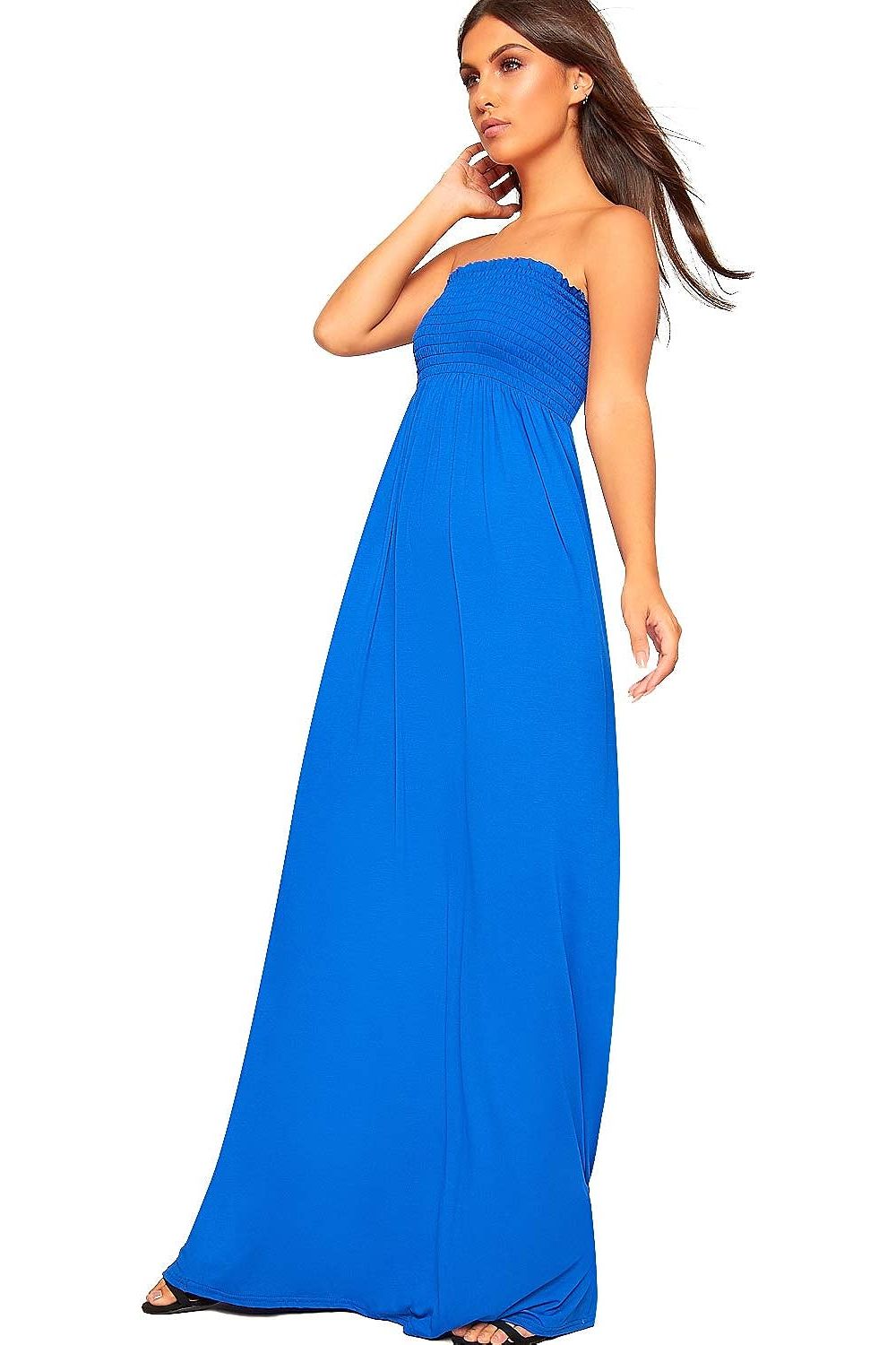 Plus Size Strapless Sheering Maxi Dress Maxi Cardigan WearAll