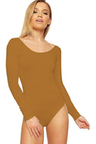Annabelle Plain Long Sleeve Bodysuits Bodysuit WearAll Camel 8-10