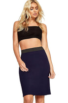 Plus Size Plain Stretch Pencil Midi Skirt