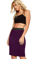 Plus Size Plain Stretch Pencil Midi Skirt
