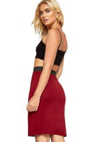Plus Size Plain Stretch Pencil Midi Skirt