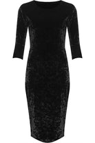 Plus Size Crushed Velour Velvet Bodycon Dress Dress WearAll Black 14