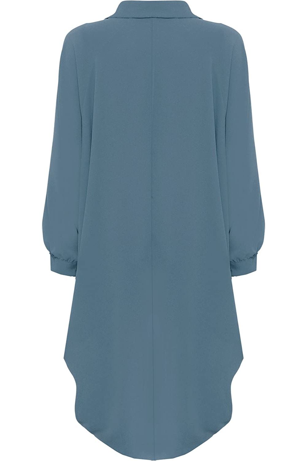 Plus Size Long Sleeve Hi Lo Button Collar Dress Dress WearAll