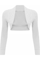 Long Sleeve Beaded Bolero Shrug Tops WearAll White 8-10