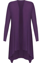 Open Front Hanky Hem Longsleeve Cardigan cardigan WearAll Purple 14