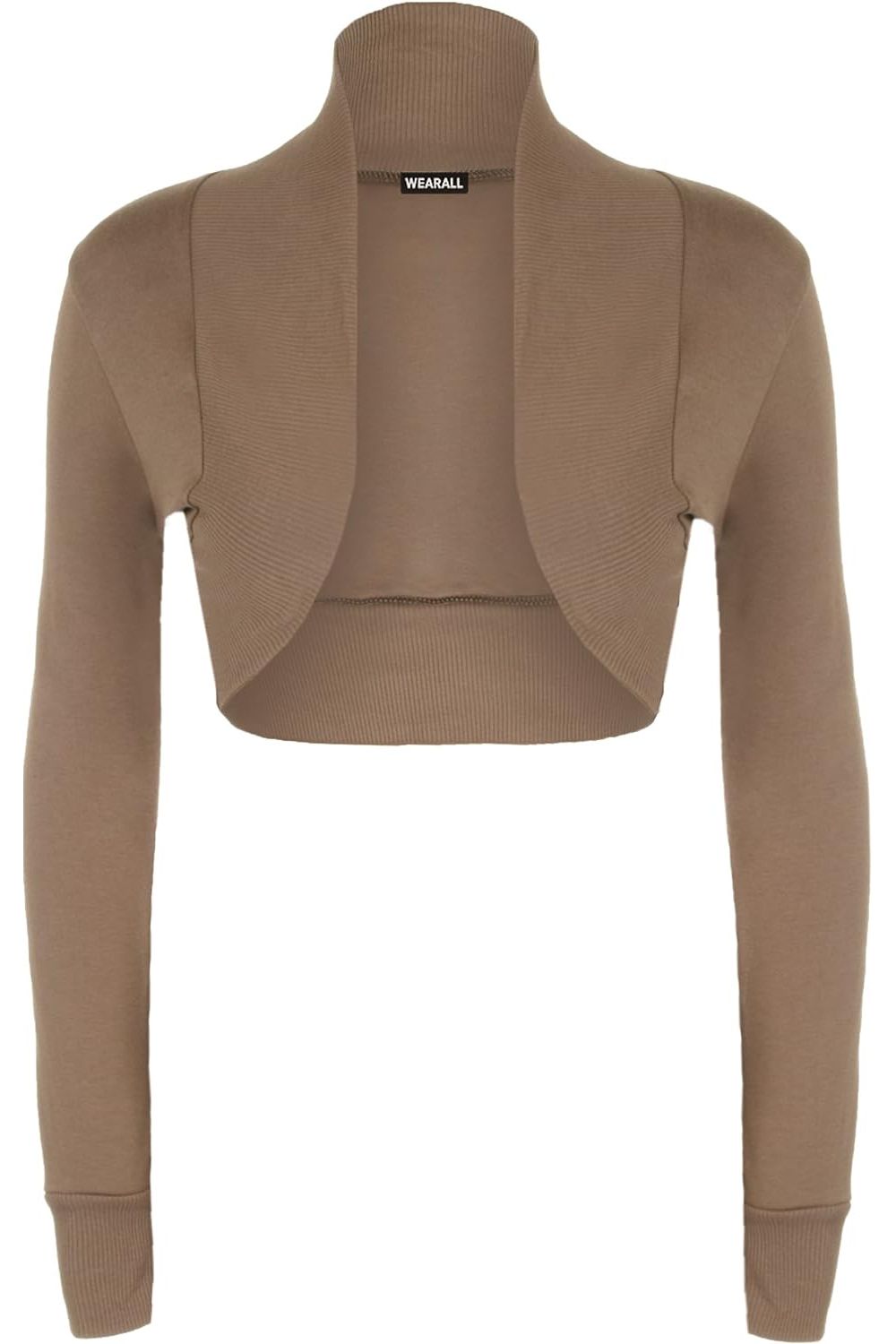 Long Sleeve Ribbed Bolero Shrug Tops WearAll Mocha 8-10