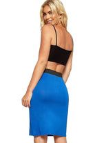 Plus Size Plain Stretch Pencil Midi Skirt