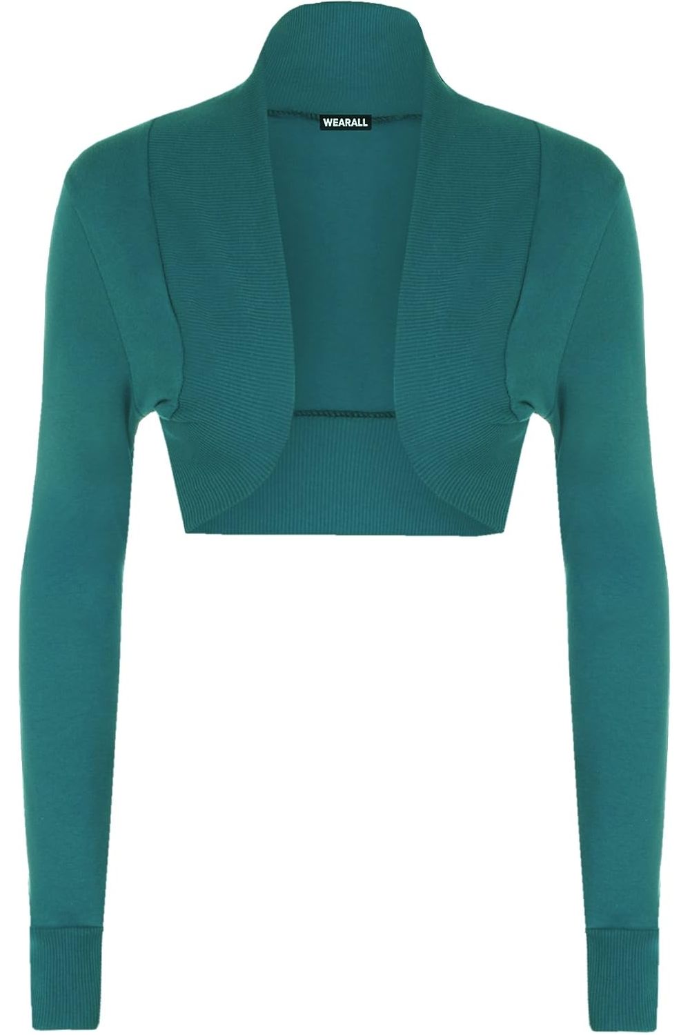 Long Sleeve Ribbed Bolero Shrug Tops WearAll Teal 8-10