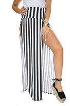 Petite Double Split Beach Vertical Stripe Sarong Skirt Skirt WearAll Vertical Stripe 8-10