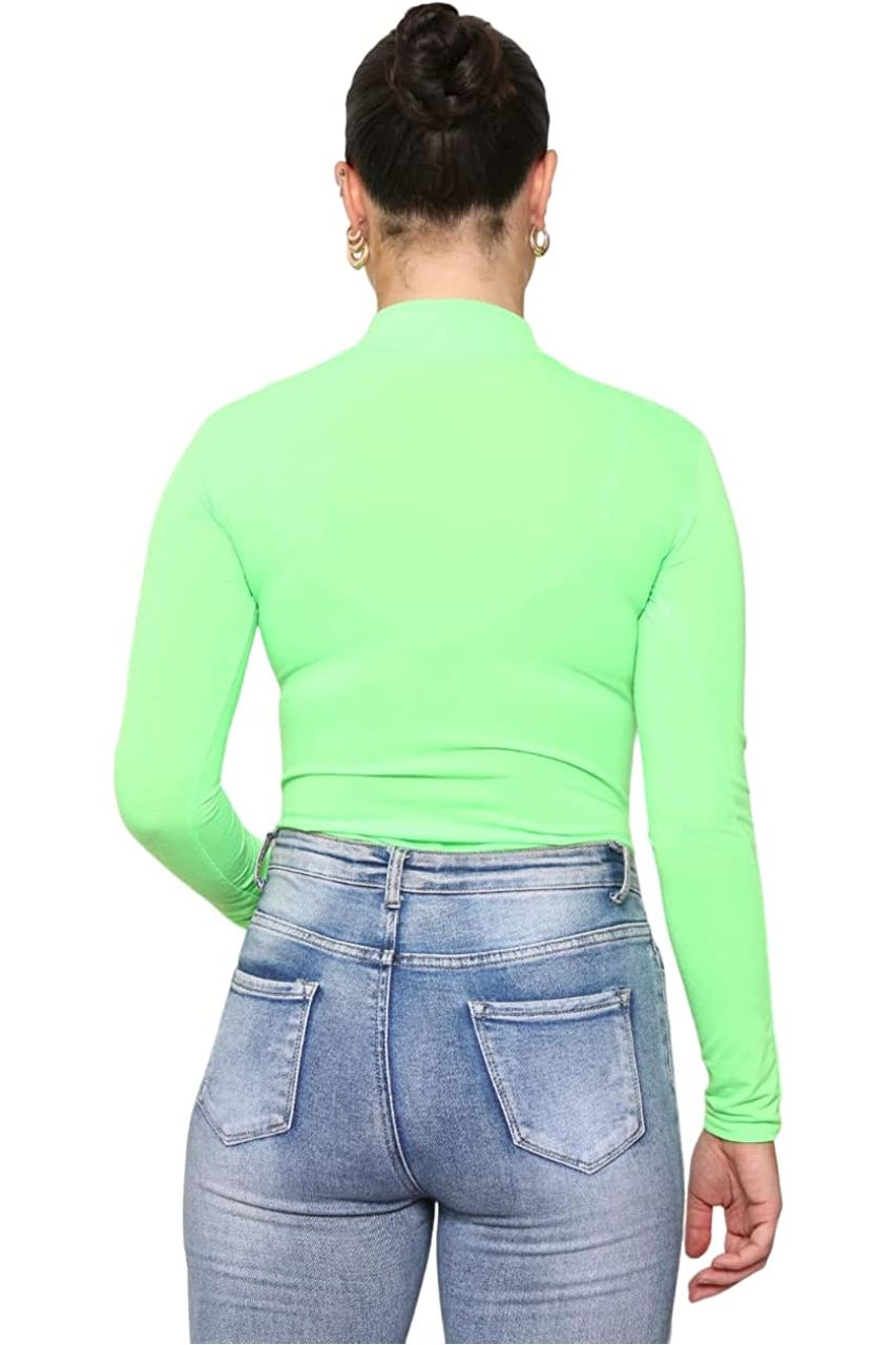 Plain Neon Long sleeve Turtleneck Bodysuit Bodysuit WearAll