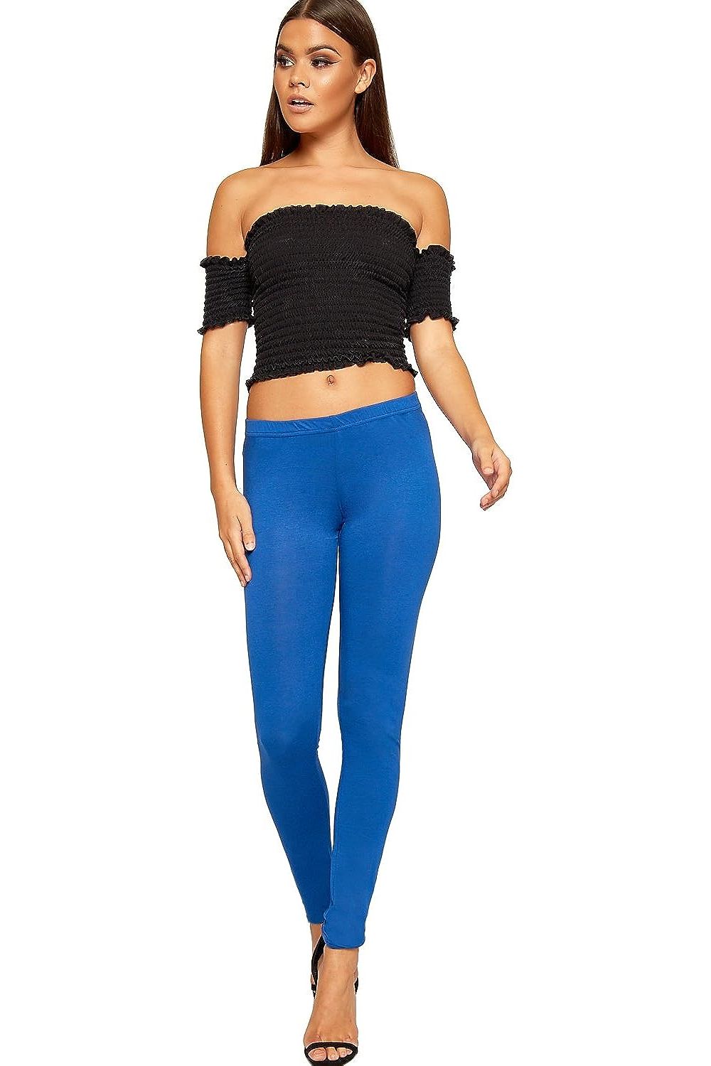 Plain Long Leggings Leggings WearAll Royal Blue 8-10