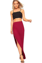 Side Split Slit Maxi Skirt Apparel & Accessories WearAll Wine 8-10