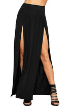 Plus Size Double Split Beach Sarong Skirt Skirt WearAll Black 16-18