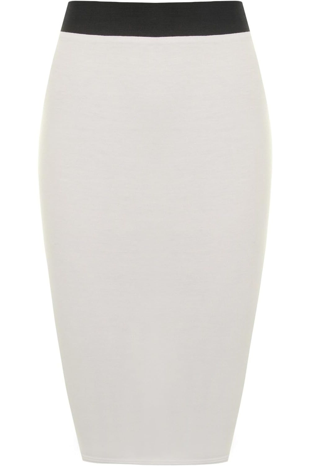 Plain Stretch Pencil Midi Skirt Apparel & Accessories WearAll Cream 8-10