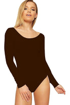Annabelle Plain Long Sleeve Bodysuits Bodysuit WearAll Brown 8-10
