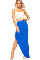 Side Split Slit Maxi Skirt Apparel & Accessories WearAll Royal Blue 8-10