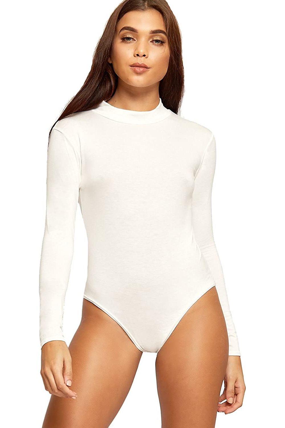 Unity Solid Stand Collar turtleneck Bodysuit Bodysuit WearAll Cream 12-14