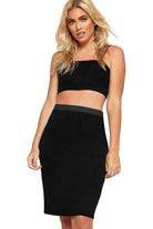 Plain Stretch Pencil Midi Skirt Apparel & Accessories WearAll Black 8-10