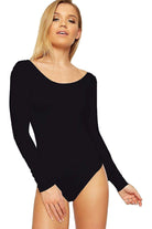 Annabelle Plain Long Sleeve Bodysuits Bodysuit WearAll Black 8-10