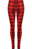 Tartan Check Print Long Leggings Leggings WearAll