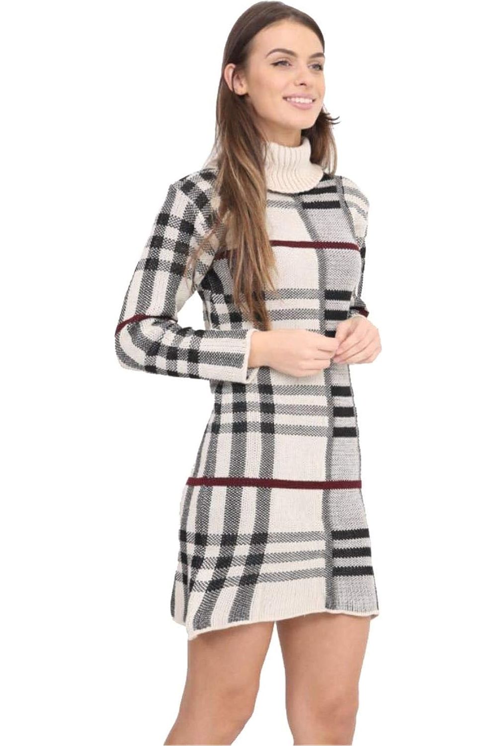 Plus Size Polo High Neck Check Print Jumper Dress Dress WearAll