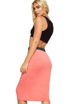 Plain Stretch Pencil Midi Skirt Apparel & Accessories WearAll