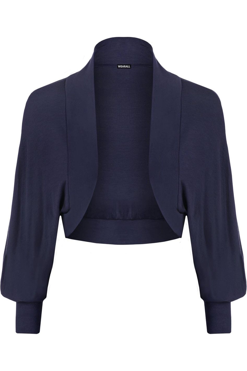 Plus Size Long Sleeve Batwing Shrug Tops WearAll Navy Blue 16-18