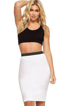 Plus Size Plain Stretch Pencil Midi Skirt