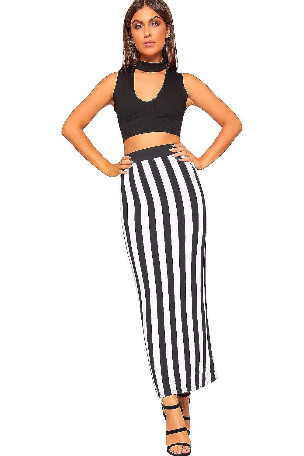 High Waist Stretch Long Maxi Skirt Skirt WearAll
