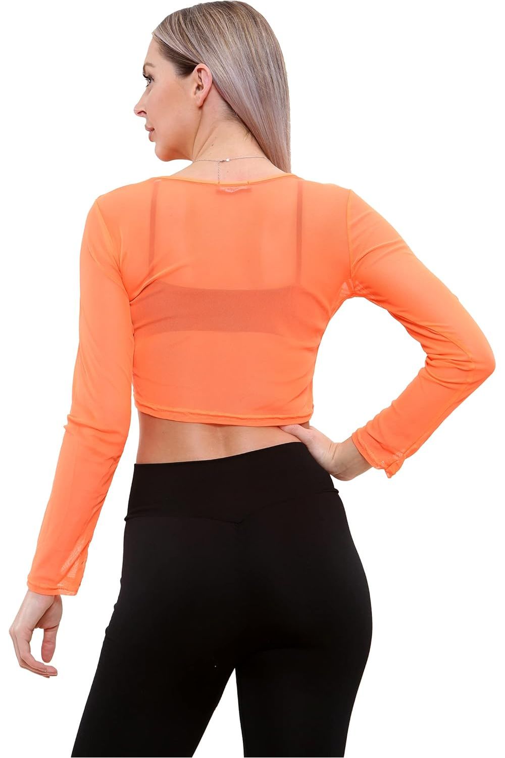 Sheer Mesh Long Sleeve Crop Top Tops WearAll
