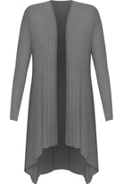 Open Front Hanky Hem Longsleeve Cardigan cardigan WearAll Charcoal 14