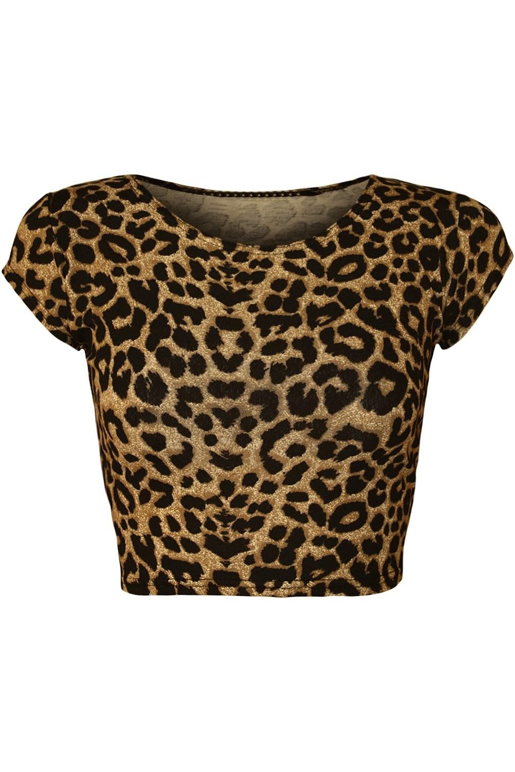 Printed Cap Sleeve Crop Tops Tops WearAll Animal 8-10