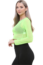 Sheer Mesh Long Sleeve Crop Top Tops WearAll