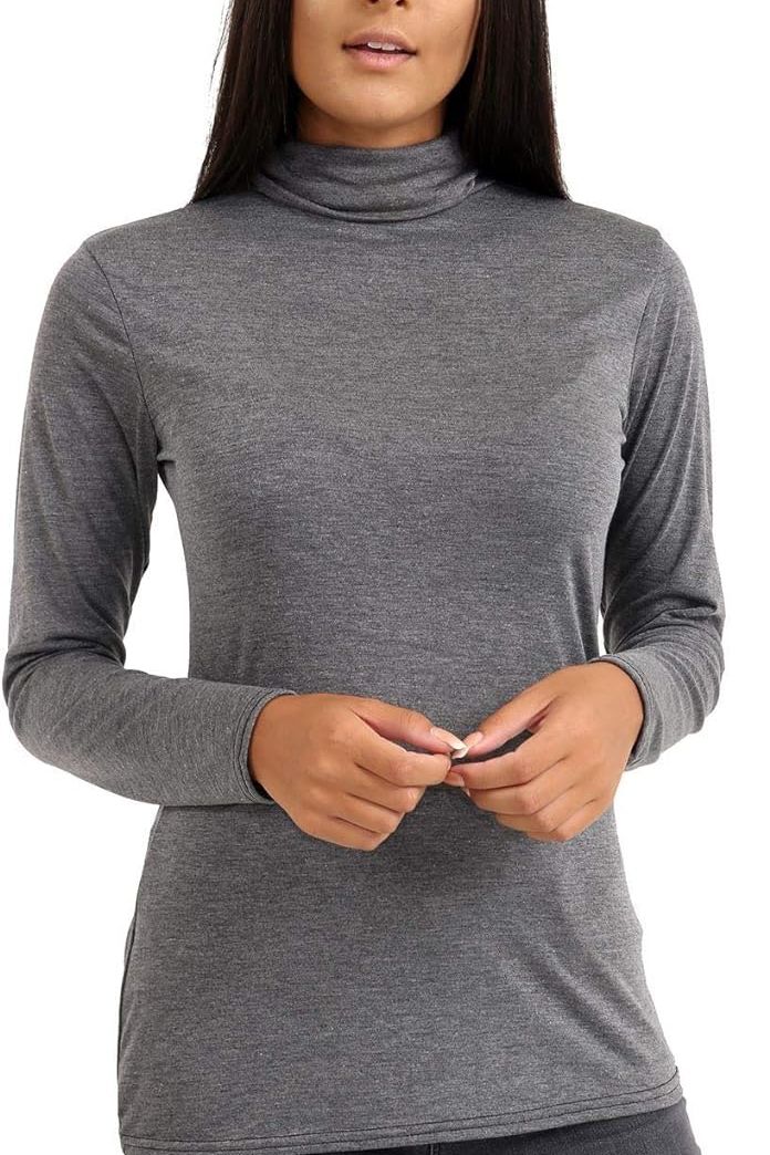 Turtle Neck Long Sleeve Top Tops WearAll Charcoal 8-10