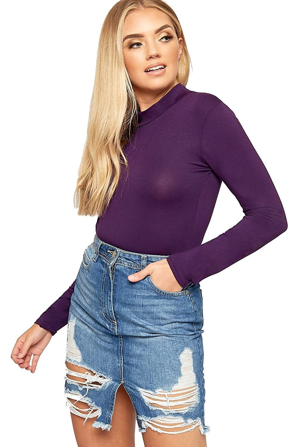 Unity Solid Stand Collar turtleneck Bodysuit Bodysuit WearAll