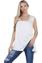 Plus Size Sleeveless Hanky Hem Vest Top Apparel & Accessories WearAll