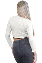 Long Sleeve Front Tie Crop Shrug Tops WearAll