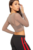 Sheer Mesh Long Sleeve Crop Top Tops WearAll