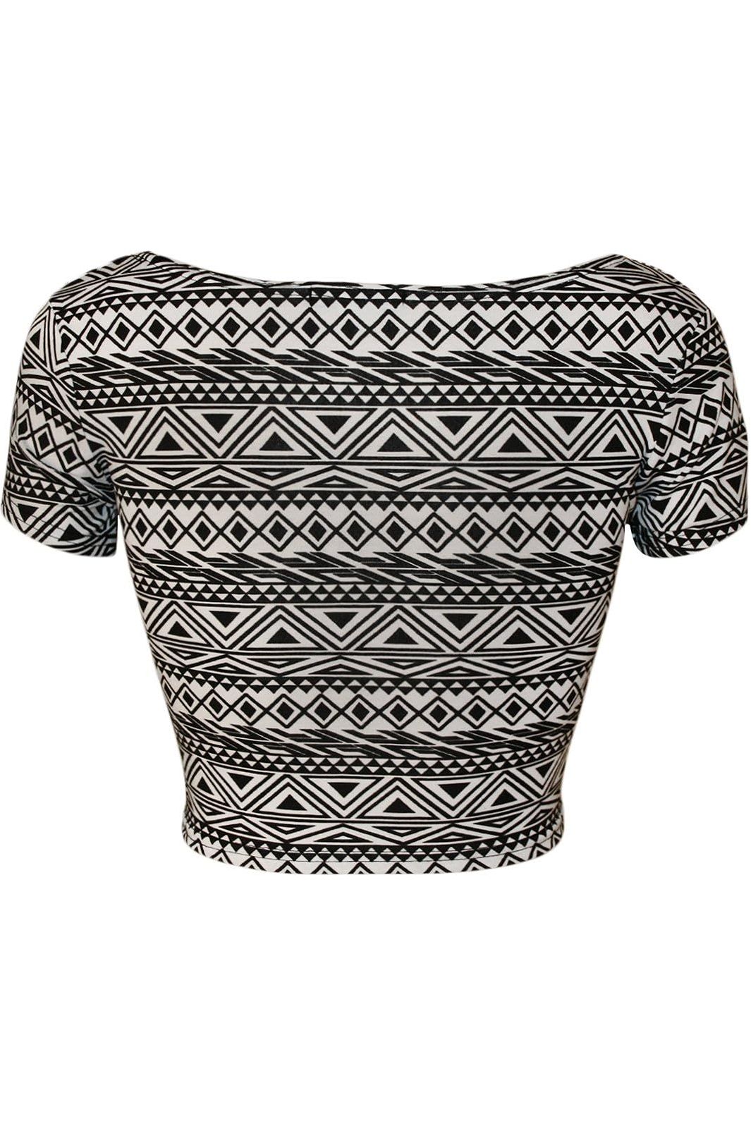 Printed Cap Sleeve Crop Tops Tops WearAll
