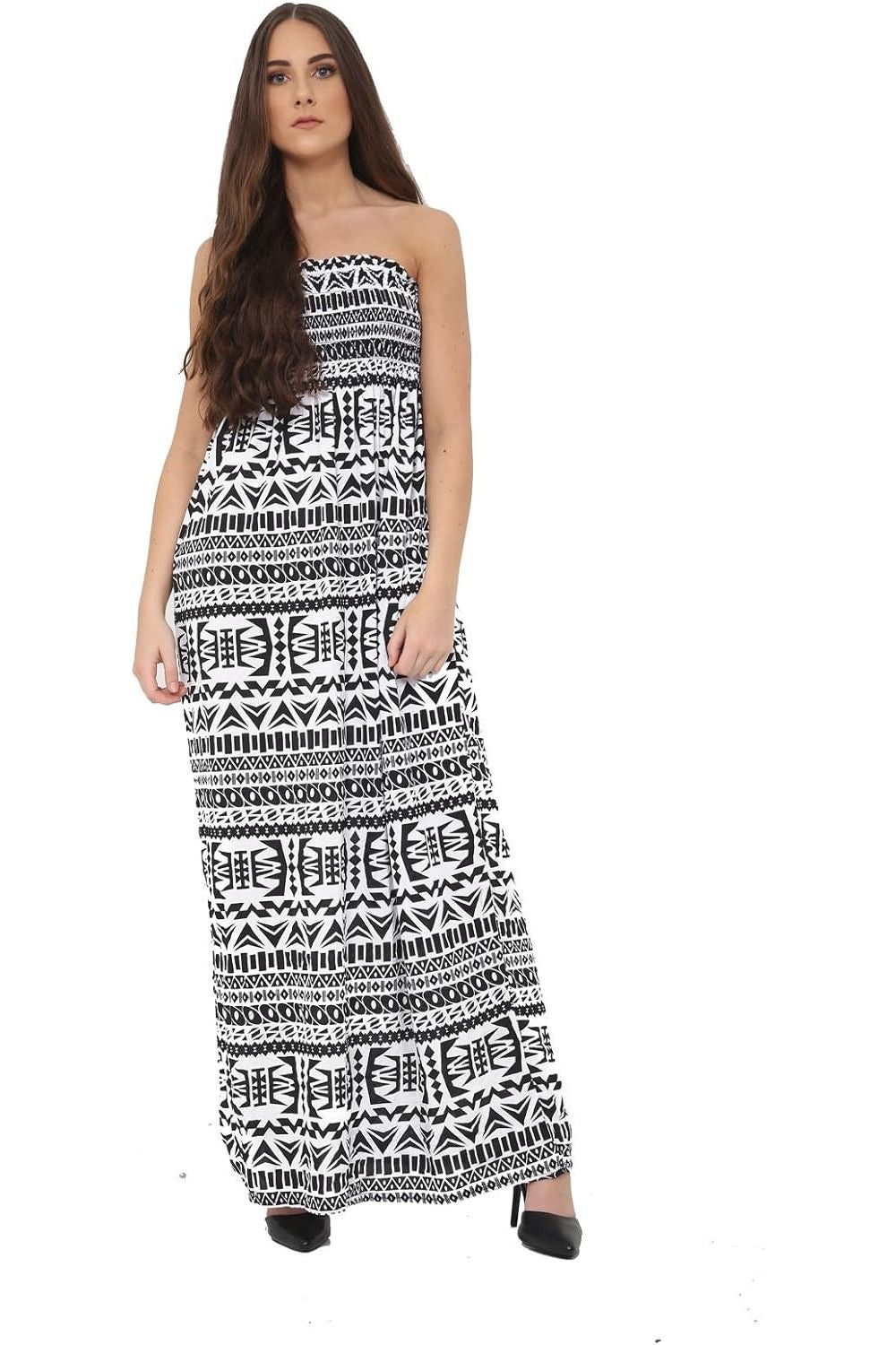 Plus Size Aztec Print Strapless Sheering Maxi Maxi Cardigan WearAll Aztec 16-18