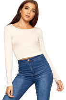 Long Sleeve Cop Top Tops WearAll Nude 8-10